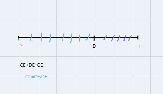 2. If CD + DE = CE, then CD = CE - DE-example-1