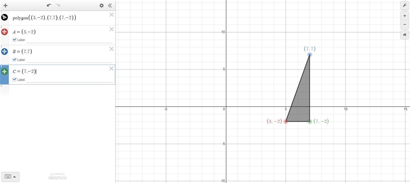 Graph a right triangle with the two points forming the hypotenuse. Using the sides-example-1