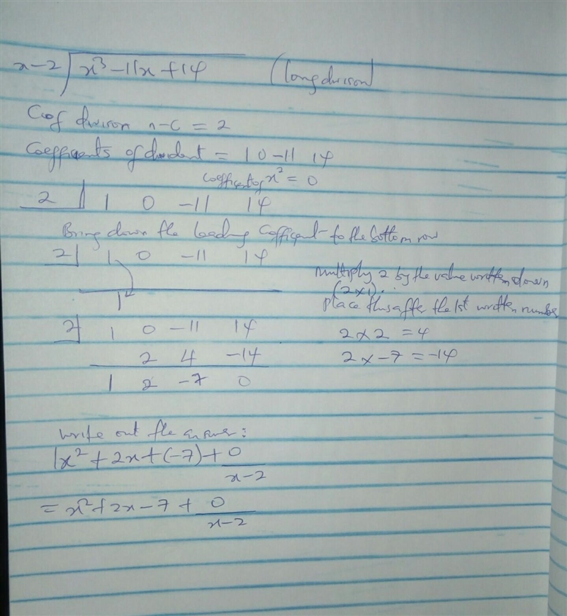 -11x + 14 is di3Use synthetic division to find the quotient and remainder when xRemainderwrite-example-1