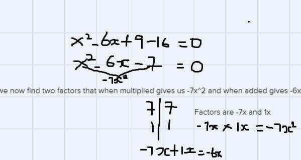 What is the positive solution to the equation x² - 6x + 9 = 16?-example-1