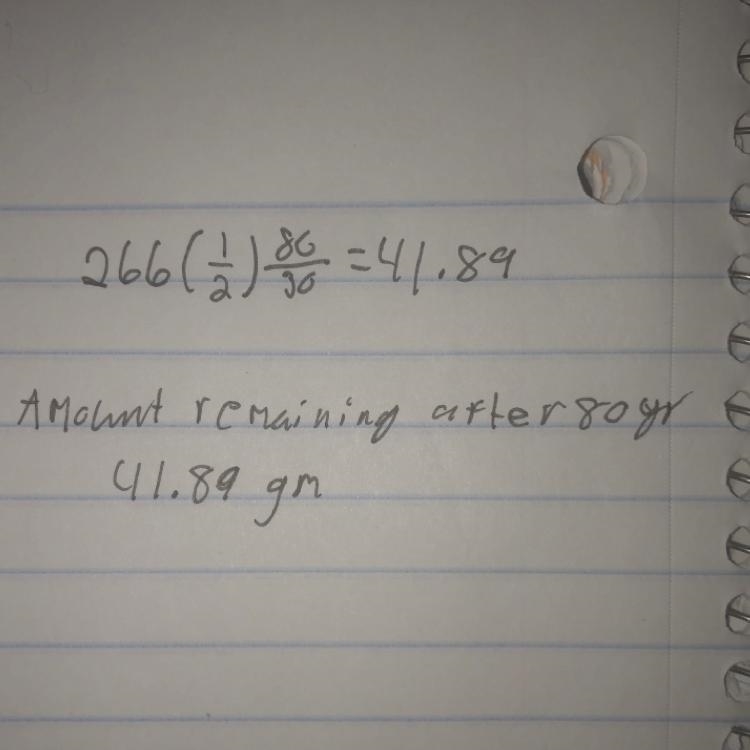 The radioactive substance cesium-137 has a half-life of 30 years. The amount At (in-example-1