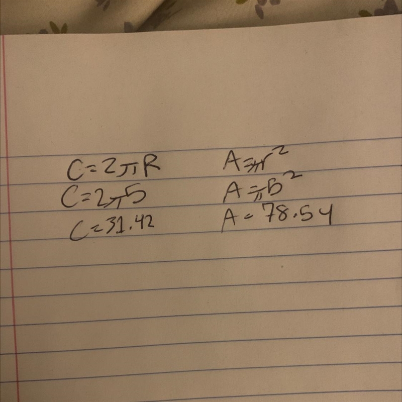 I need the steps to the perimeter and area the radius is 5 ft​-example-1