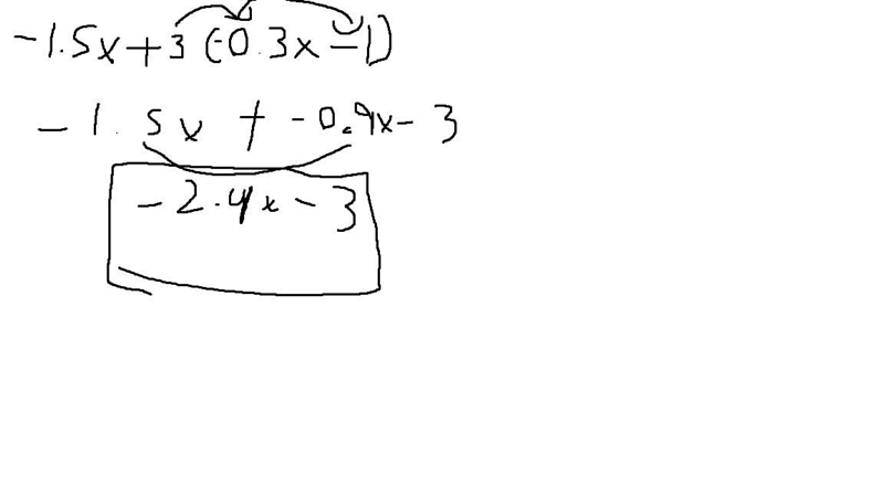 -1.5x+3(-0.3x-1) simplify the linear expression-example-1