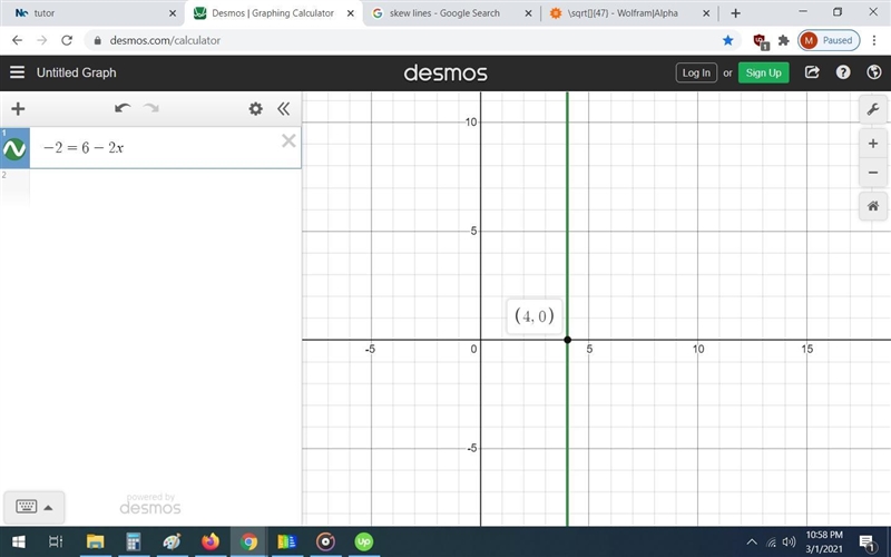 Here is an equation.-2=6-2xDraw a graph to help solve the equation. Then find the-example-1