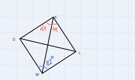 if DK equals a find K L M angle d l m equals 82 find M angle d k m m angle K a l equals-example-1