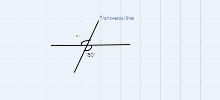 If m degree and 150 degree are a pair of alternative angle then, m degree is equals-example-1