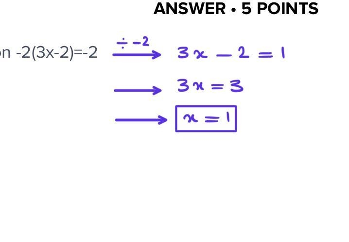 Resolver ecuación -2(3x-2)=-2-example-1