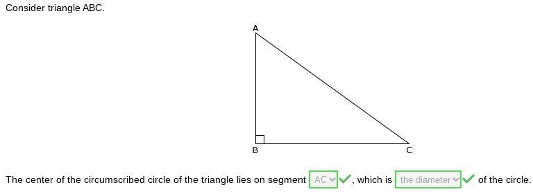 HELP!! Select the correct answer from each drop-down menu. Consider triangle ABC The-example-1