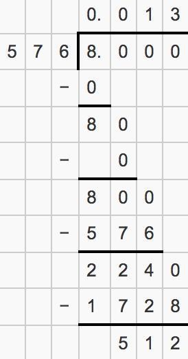 8 divided by 576 equals-example-1