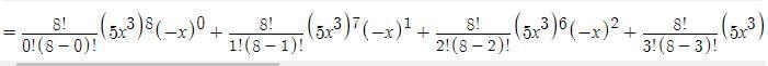 Hello, could you please help me? the binomial is (5x^3-x)^8-example-1