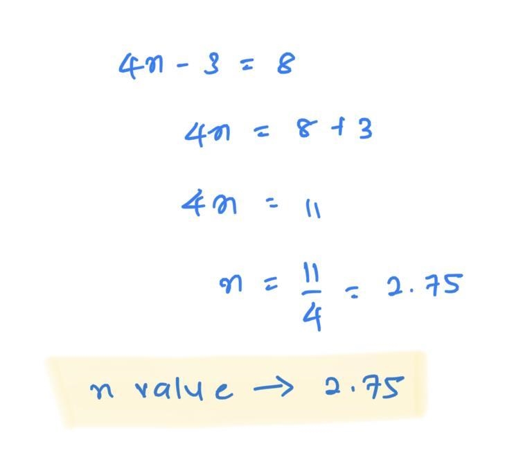 In the following equation: 4x -3=8, x represents a variable-example-1