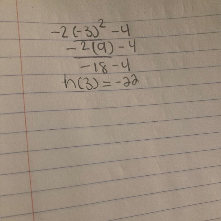 H(n) = -2n^2 - 4 find h(-3)-example-1