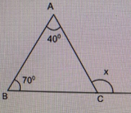 3. (02.07 MC)In the figure shown, what is the measure of angle x? (5 points)100 degrees-example-1