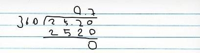 Steps for 25.20 divided by 36-example-1