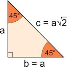 The legs of a 45-45-90 triangle has lengths of 21. What is the length of the hypotenuse-example-1