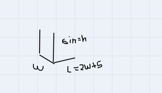 43 pointThe length of a rectangular box is 5 inches longer than twice the width (x-example-1