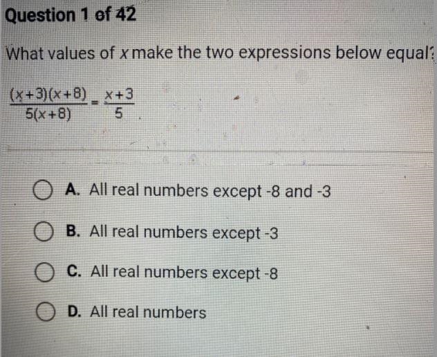 What Values of x make two expressions below equal?(X+3)(x+8) = x+3————— —— 5(x+8) 5-example-1