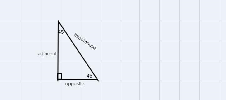 The hypotenuse of a 45-90 right triangle is 10 square root 2. The legs are what?-example-1