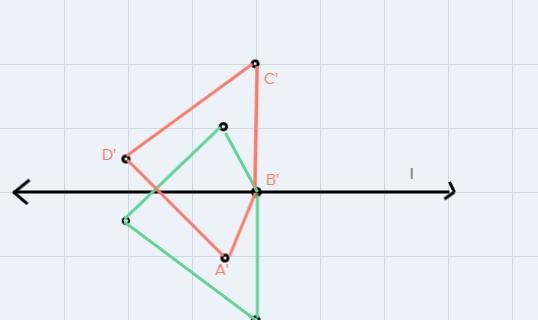 Plot the image of quadrilateral A B C D under a reflection across like l.-example-1