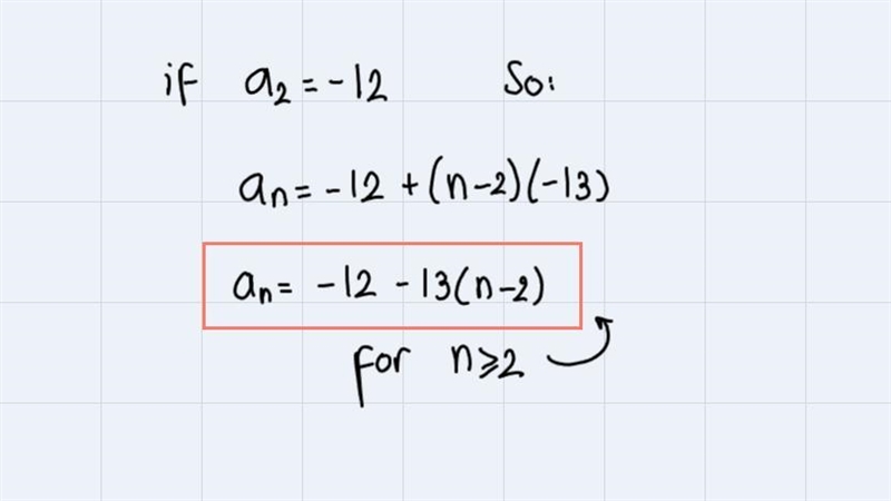 Write a recursive formula for the following arithmetic sequence.1, 12, -25, -38, ...a-example-1