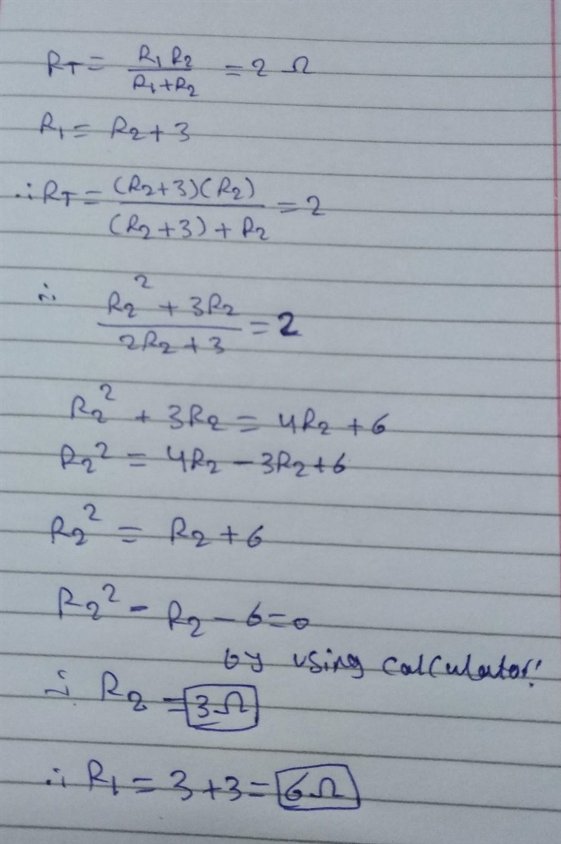 Find the resistances of two resistors connected in parallel where one resistance one-example-1