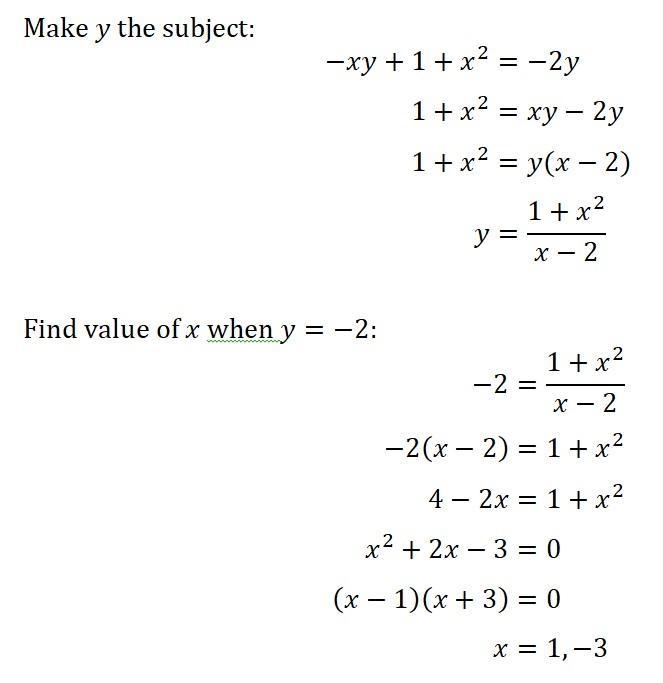 If -xy+ 1 + x^2 = 2y then find the equations of all tangent lines to the curve y= -2-example-1