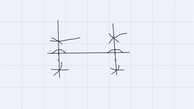 Question 2: Construct a perpendicular to AB at A and at B (Hint: Extend AB)-example-1