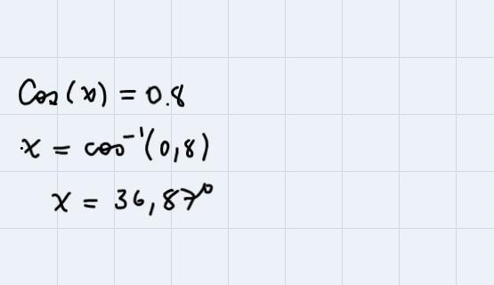 X is an acute angle. Find the value of x in degrees. cos (x)= 0.8-example-1