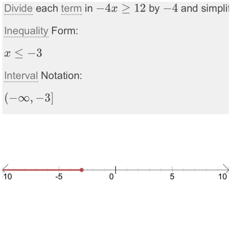 Use the multiplication property of inequality to solve the inequality and graph the-example-1