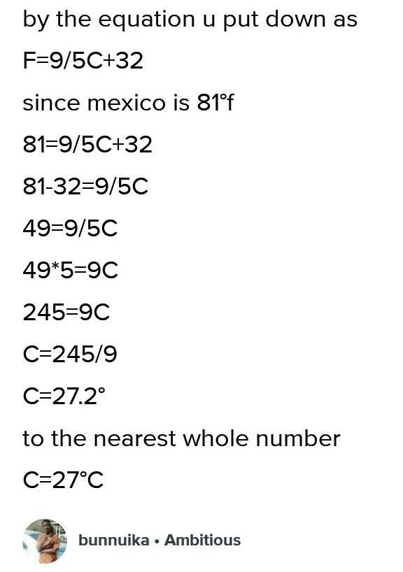 The formula for converting celsius to fahrenheit is F = 9/5C+32. a. The lowest temperature-example-1