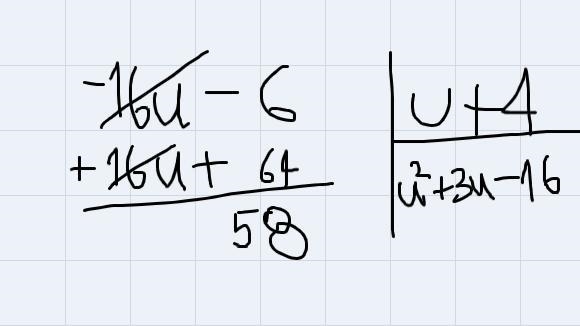 U cubed + 3u squared minus 6 divided by u + 4-example-5