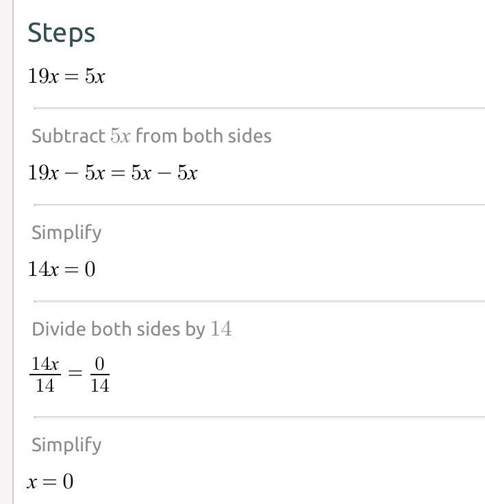 How many solution does 19x=5x have?-example-1