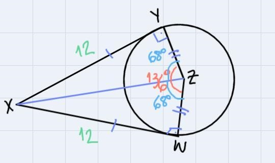 XY is tangent to circle Z at point Y. Xw is tangent to circle Z at point W. If XY-example-1