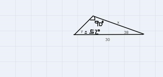 Instructions: Find the missing side. Round your answer to the nearest tenth. х 38° 30 X-example-1