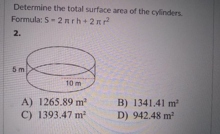 Determine the lateral surface area of the cylinder-example-1