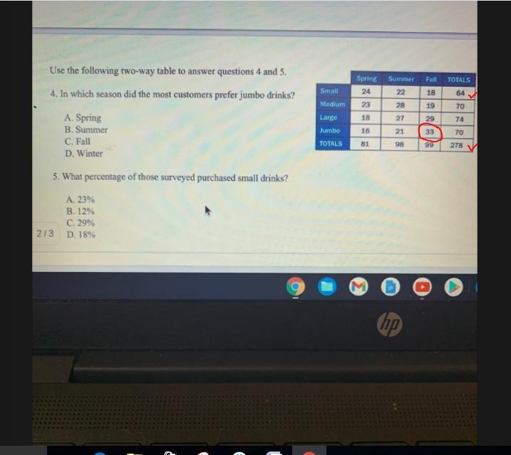 Use the following two-way table to answer questions 4 and 5.-example-1