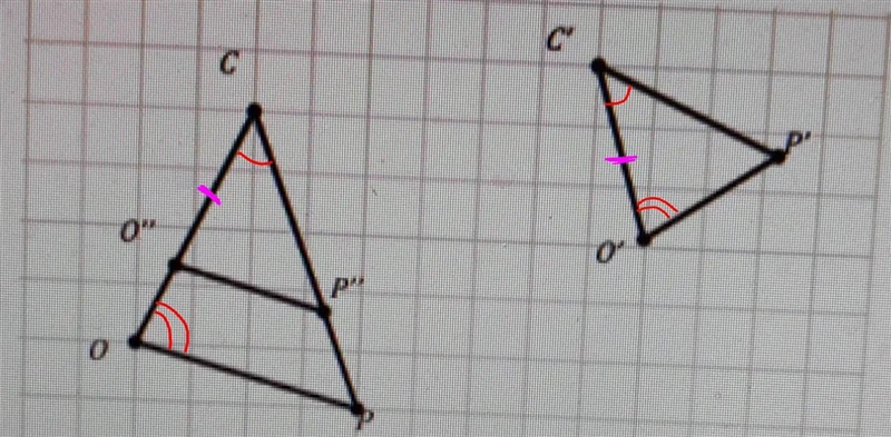 Let angle C be congruent to angle C' and POC be congruent to P'O'C'.Let O" be-example-1