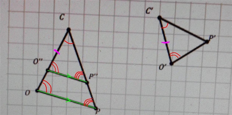 Let angle C be congruent to angle C' and POC be congruent to P'O'C'.Let O" be-example-2