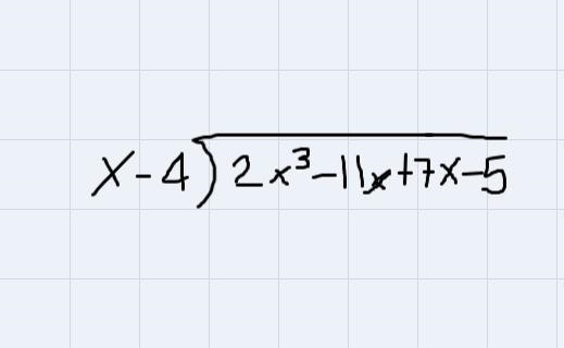 Given f(x), use Remainder Theorem to find f(4). f (x) = 2x^3 – 11x^2 + 7x - 5-example-1