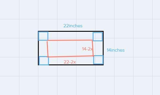 an open-top box is to be constructed from a sheet of tin that measures 22 inches by-example-1