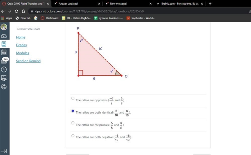 What is the relationship between the ratios of sin x° and cos y°?The ratios are opposites-example-1