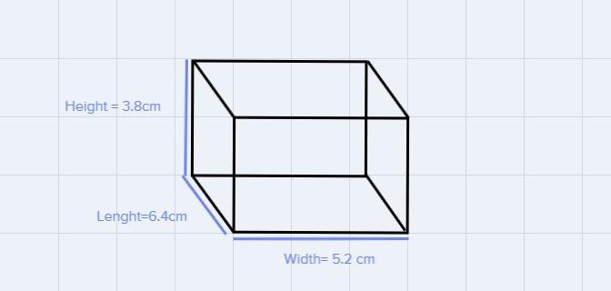 L: 6.4cmW:5.2 cmH:3.8 cmCalculate the area of the largest face of the block. Report-example-1