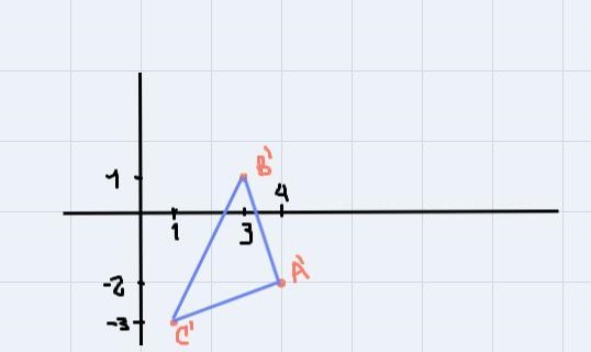 Graph the triangle with points A(2,4) ; B(-1,3) ; C(3,1). Use the transformation given-example-3