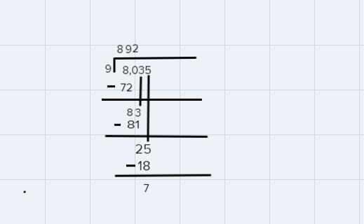 Divide. Find the exact quotient.8,035 ÷ 9-example-1