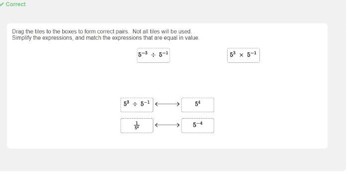 Drag the tiles to the boxes to form correct pairs. Not all tiles will be used. Simplify-example-1