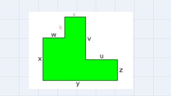 If u = 5 inches, v = 7 inches, w = 4 inches, x = 7 inches, y = 12 inches, and z = 4 inches-example-1