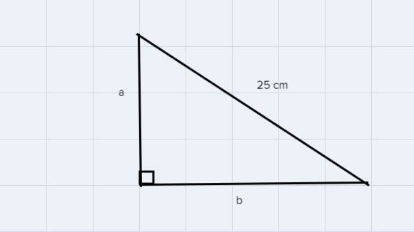 Find the length of the legs of a night triangle whose hypotenuse is 25cm and whose-example-1