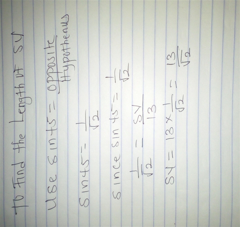 HELP ME PLEASE!! Find the length of segment SV. A) 13/2 B) 26 C) 5.2 13 D) V2-example-1