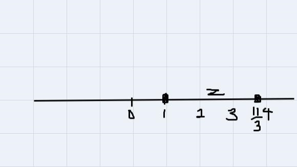 Solve the equations. Show the solution sets on a number line./3z-7/-4=0-example-2