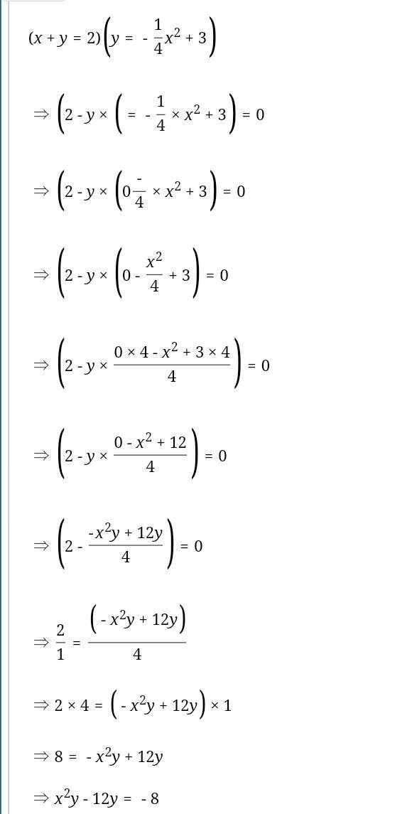 {x + y = 2 {y = -1/4 x^2+3 1. In two or more complete sentences, explain how to solve-example-1